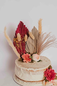 12 PCS Cake Topper, Boho, Flower, Palm Leaves, Cake Decorations, for Bohemian Wedding, Baby Shower, Birthday, Party Supplies, PINK