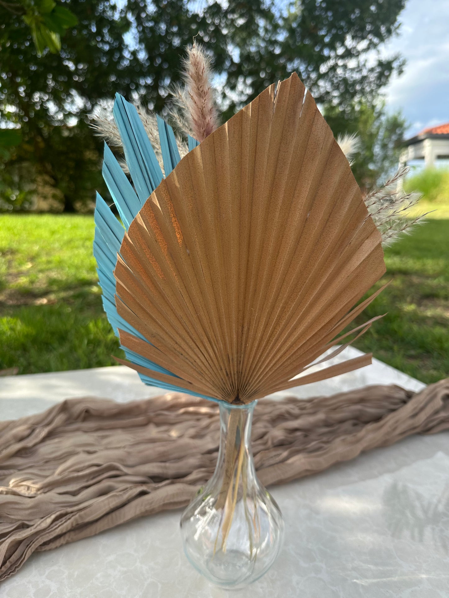 Mini Pampass Grass & Palm Bouquet Bundle + FREE Vase + FREE Shipping