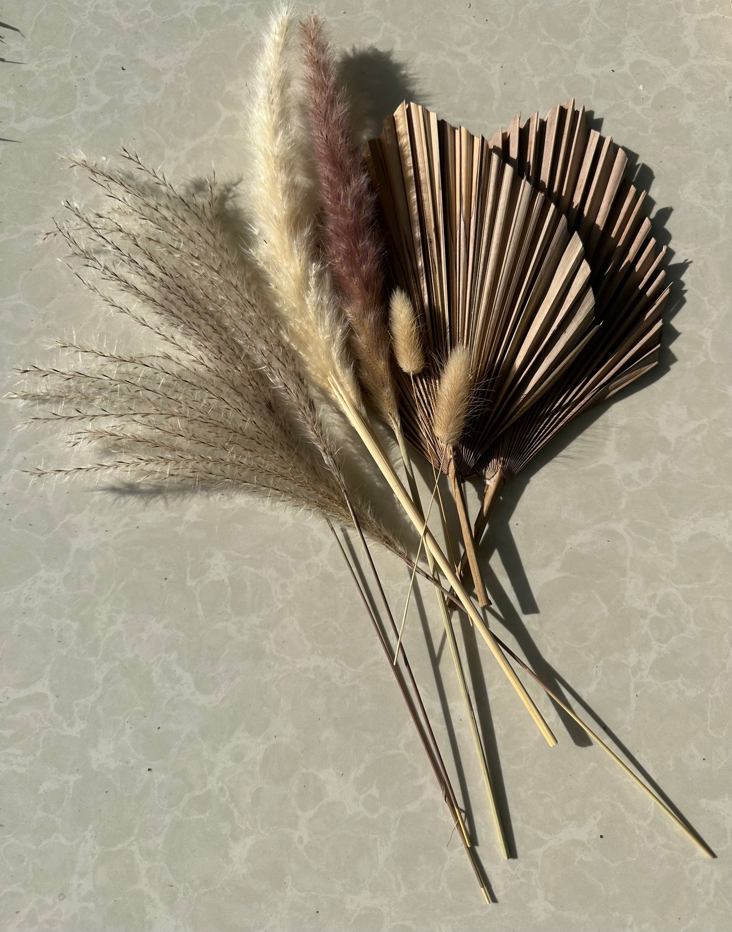 Mini Pampass Grass & Palm Bouquet Bundle + FREE Vase + FREE Shipping