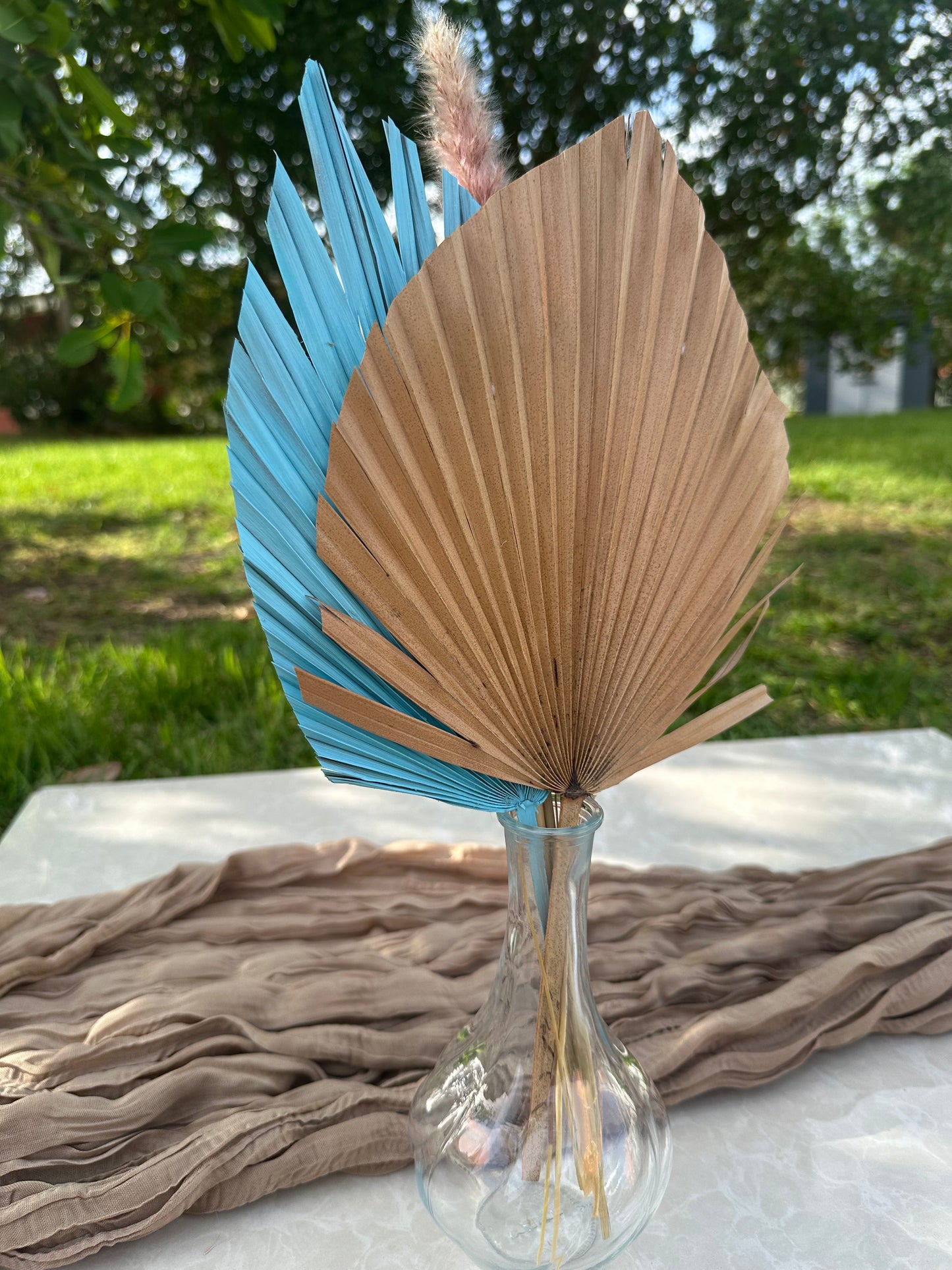 Mini Pampass Grass & Palm Bouquet Bundle + FREE Vase + FREE Shipping