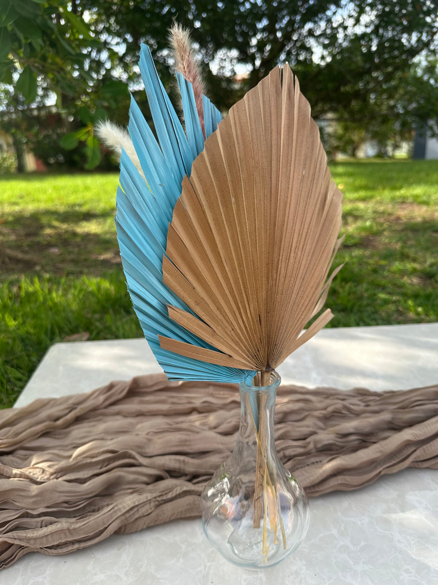 Mini Pampass Grass & Palm Bouquet Bundle + FREE Vase + FREE Shipping