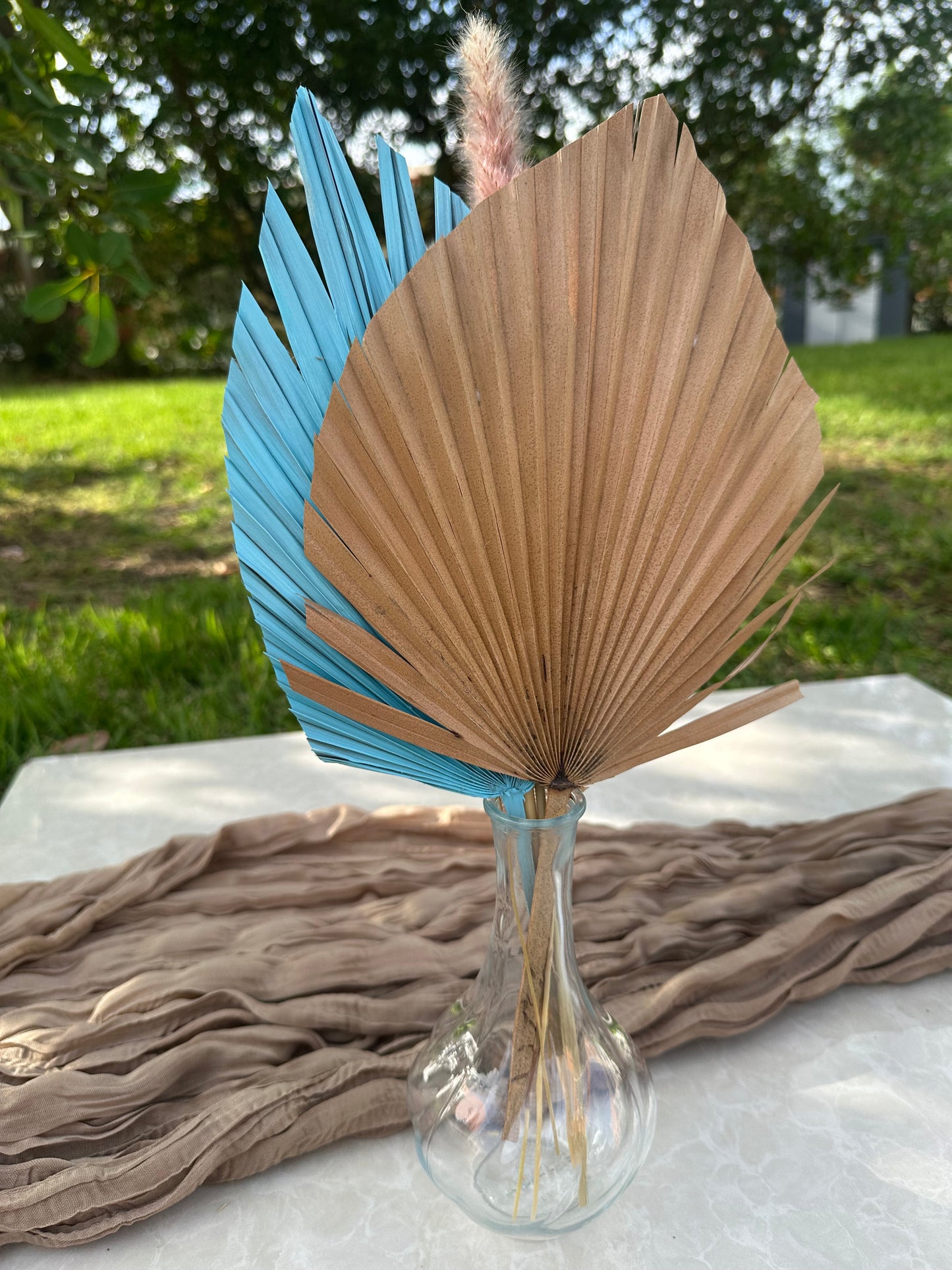 Mini Pampass Grass & Palm Bouquet Bundle + FREE Vase + FREE Shipping