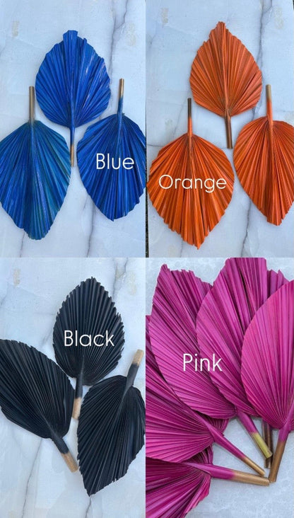 Plum Purple Dried Palm Leaf Set of 3, Hand Painted Boho Palm Spear, Gold Dipped Fan Palm, Tropical Wedding Centerpiece, Vase Filler Decor