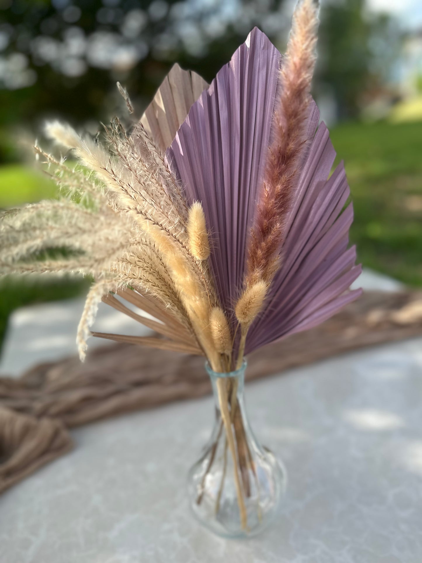 Mini Pampass Grass & Palm Bouquet Bundle + FREE Vase + FREE Shipping