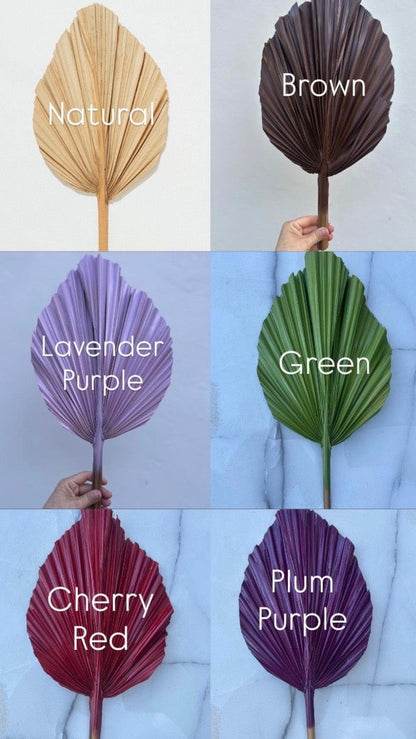 Plum Purple Dried Palm Leaf Set of 3, Hand Painted Boho Palm Spear, Gold Dipped Fan Palm, Tropical Wedding Centerpiece, Vase Filler Decor
