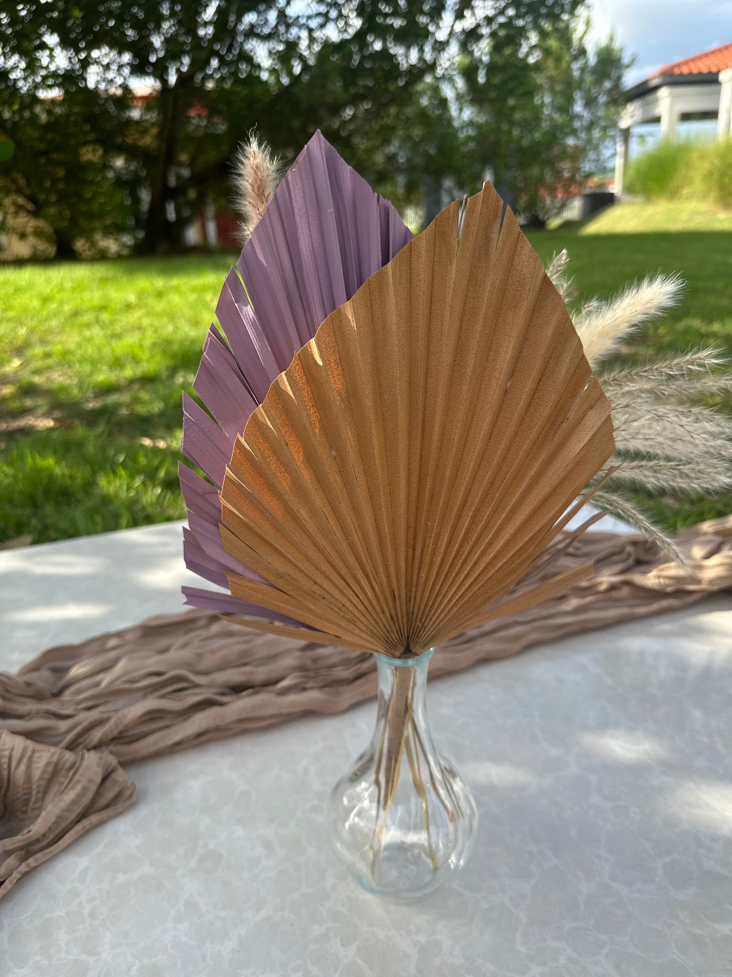 Mini Pampass Grass & Palm Bouquet Bundle + FREE Vase + FREE Shipping