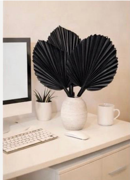 Includes 3 Palms: 12"W X 17"L Charcoal BLACK Medium Dried Palm Leaf | Palm Fan | Tropical Decor | DIY Floral Arrangements | Home | Party | Wedding | Boho Decor | Free Ships Flat, Ready to Use! 3 PCS