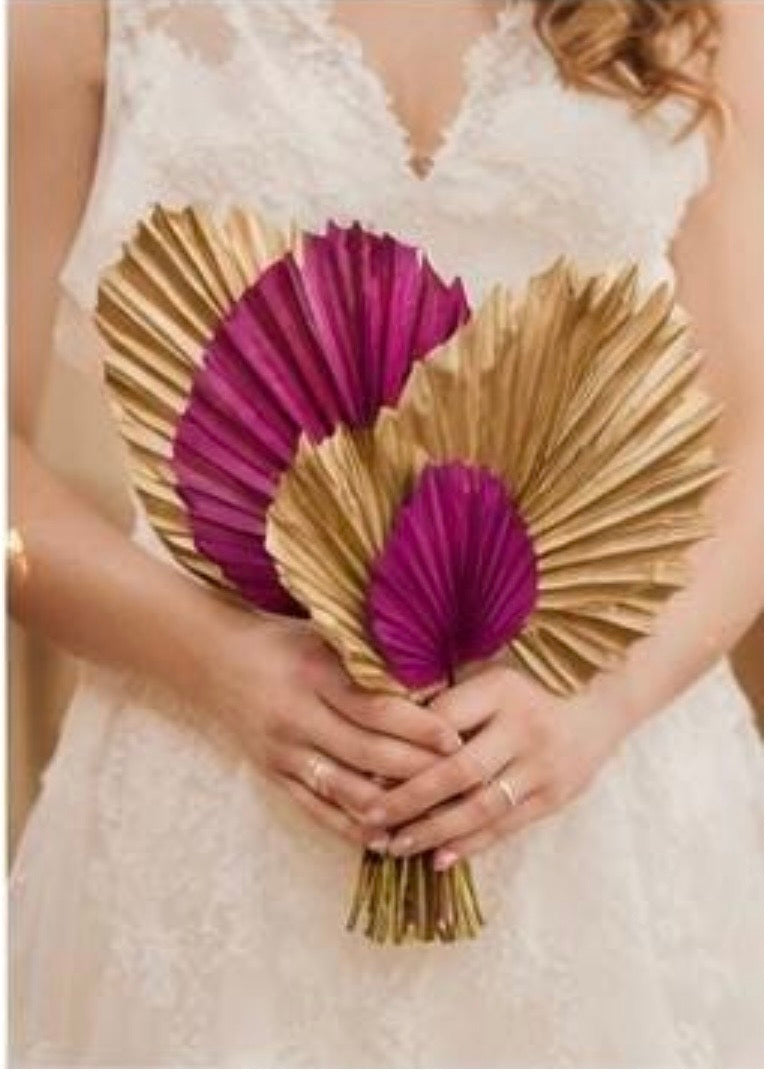 Includes 3 Palms: 12"W X 17"L Medium PINK Dried Palm Leaf | Palm Fan | Tropical Decor | DIY Floral Arrangements | Home | Party | Wedding | Boho Decor | Free Ships Flat, Ready to Use! 3 PCS