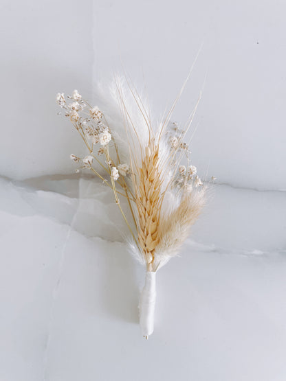 Pampas Grass+Baby’s Breathe+Bunny Tails+Pink+Blue+Cream+Purple+Red+ Yellow+Leaf Boutonniere, Spring Wedding, Summer Wedding Boutonniere, Wedding Boutonniere, Groomsmen Boho Boutonniere