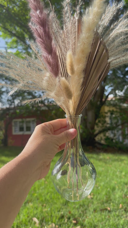 Mini Pampass Grass & Palm Bouquet Bundle + FREE Vase + FREE Shipping
